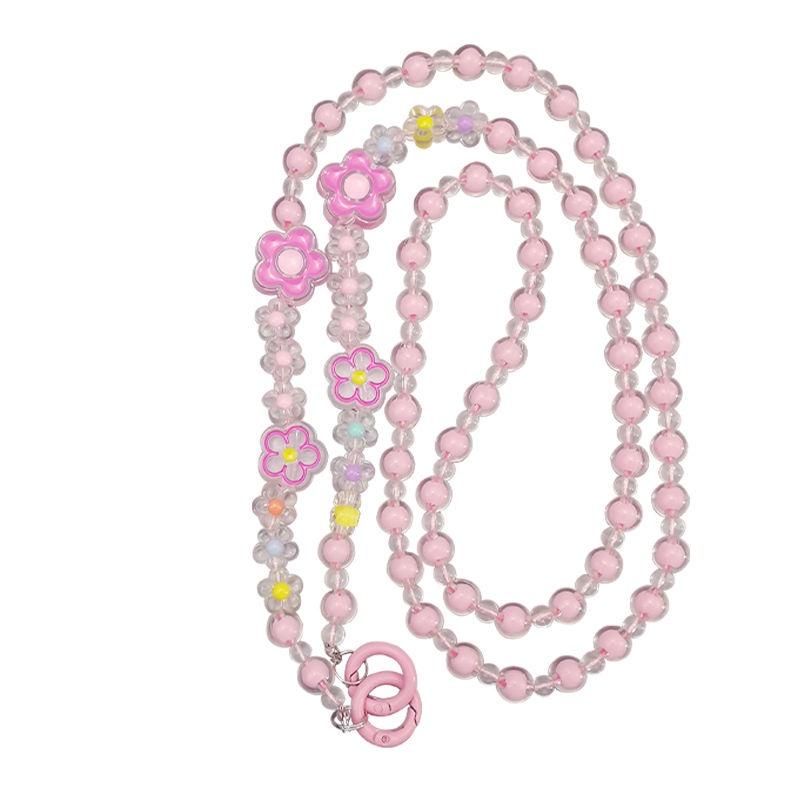 火星兔★手機背帶 吊飾 手機繩 手機吊飾 個性圓珠小花掛件 串珠掛飾 手機掛繩 韓國 手機鍊條-細節圖2