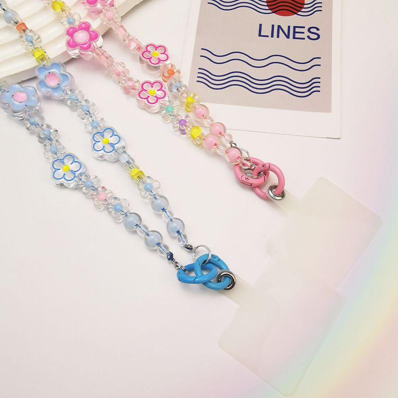 火星兔★手機背帶 吊飾 手機繩 手機吊飾 個性圓珠小花掛件 串珠掛飾 手機掛繩 韓國 手機鍊條-細節圖3