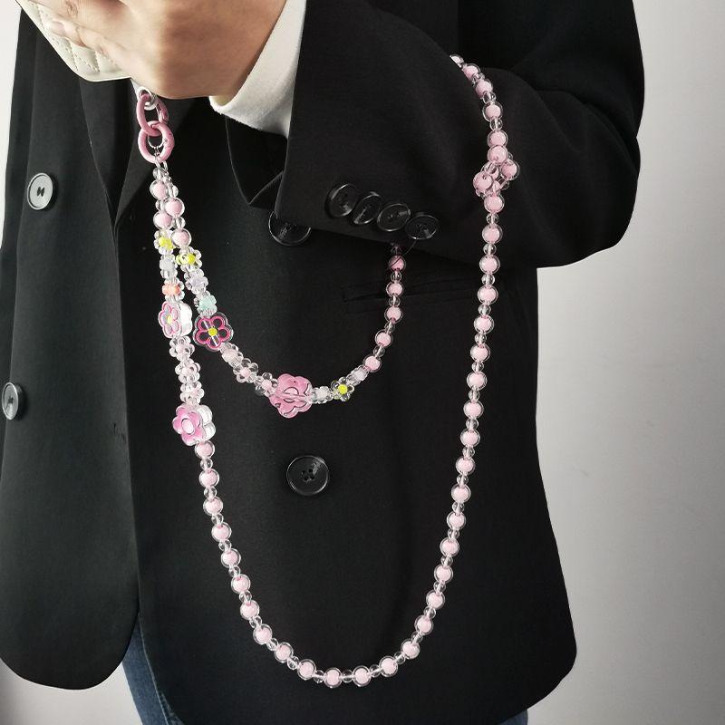 火星兔★手機背帶 吊飾 手機繩 手機吊飾 個性圓珠小花掛件 串珠掛飾 手機掛繩 韓國 手機鍊條-細節圖4