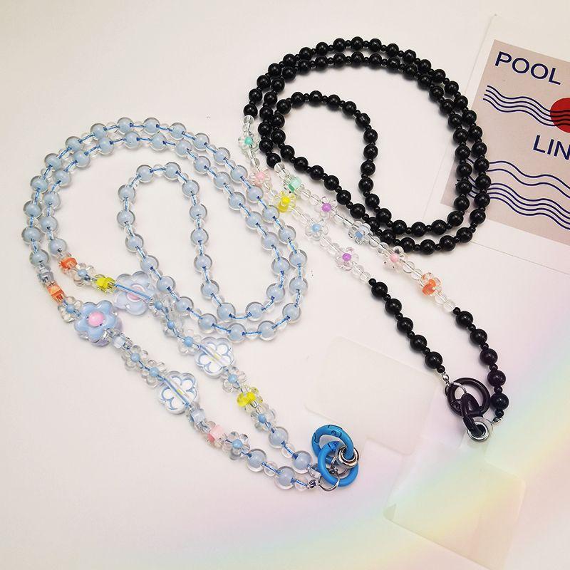 火星兔★手機背帶 吊飾 手機繩 手機吊飾 個性圓珠小花掛件 串珠掛飾 手機掛繩 韓國 手機鍊條-細節圖5