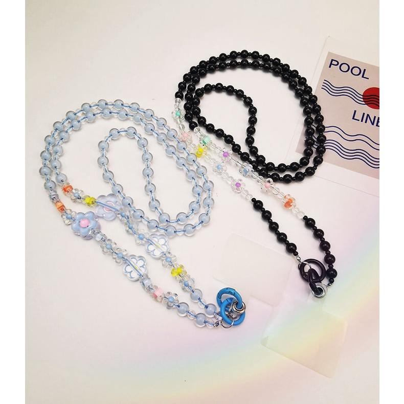 火星兔★手機背帶 吊飾 手機繩 手機吊飾 個性圓珠小花掛件 串珠掛飾 手機掛繩 韓國 手機鍊條-細節圖7