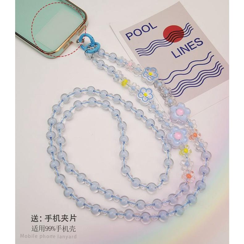 火星兔★手機背帶 吊飾 手機繩 手機吊飾 個性圓珠小花掛件 串珠掛飾 手機掛繩 韓國 手機鍊條-細節圖8