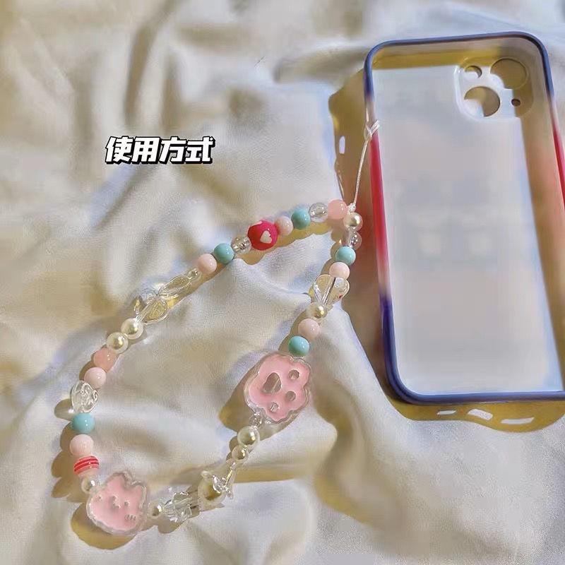 火星兔★吊飾 手機繩 多巴胺 手機吊飾 日韓ins卡通 粉色兔子 珠珠手鍊-細節圖3