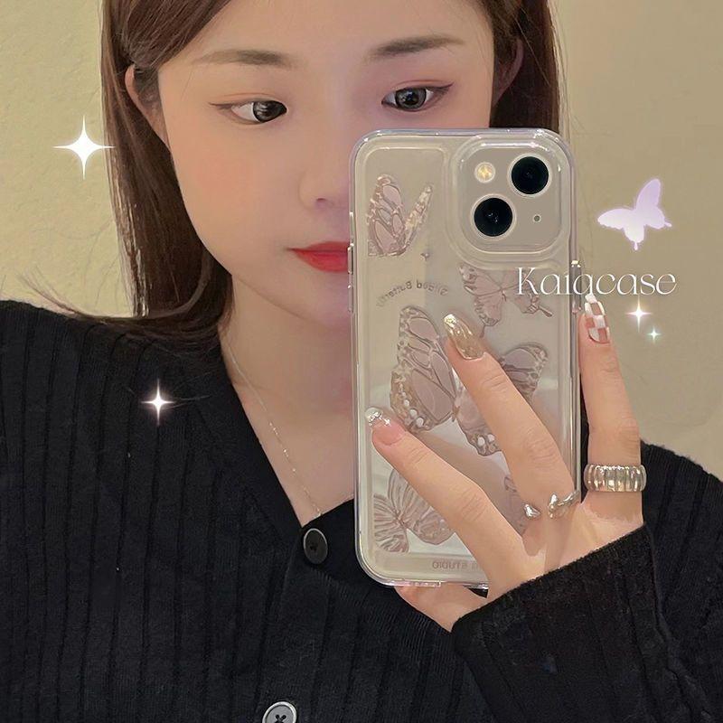 火星兔★IPHONE 高級感蝴蝶 蘋果iPhone14promax手機殻 13 透明 XR女11/12 保護套xs/xr-細節圖3