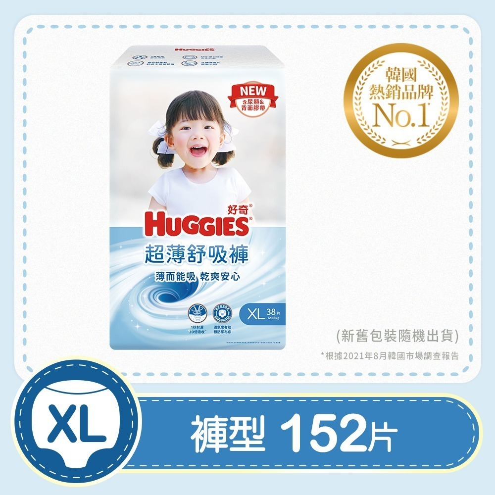 【限時購】【HUGGIES 好奇】 超薄舒吸褲/褲型尿布/褲型紙尿褲 L-XXL/箱-規格圖6