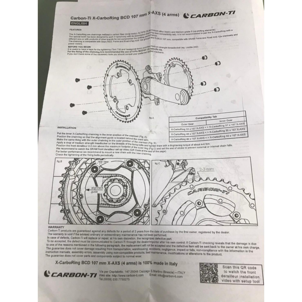 【精選特賣】CARBON-TI 義大利超輕量齒片 33T_107BCD_SRAM-AXS用 自行車-細節圖3