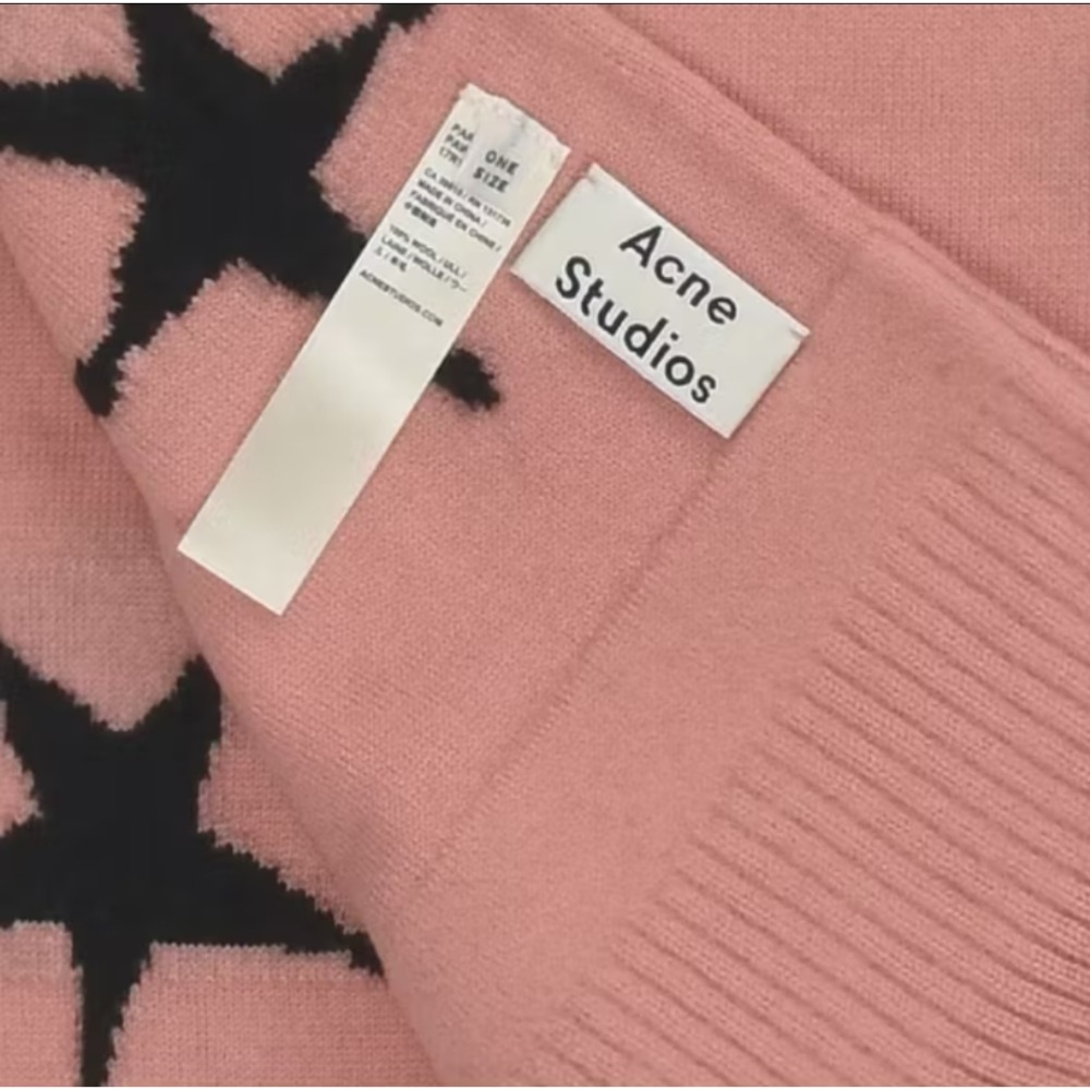 Acne Studios 圍巾 17R163 29O SCARF PINK STAR 全新 現貨 正品-細節圖3