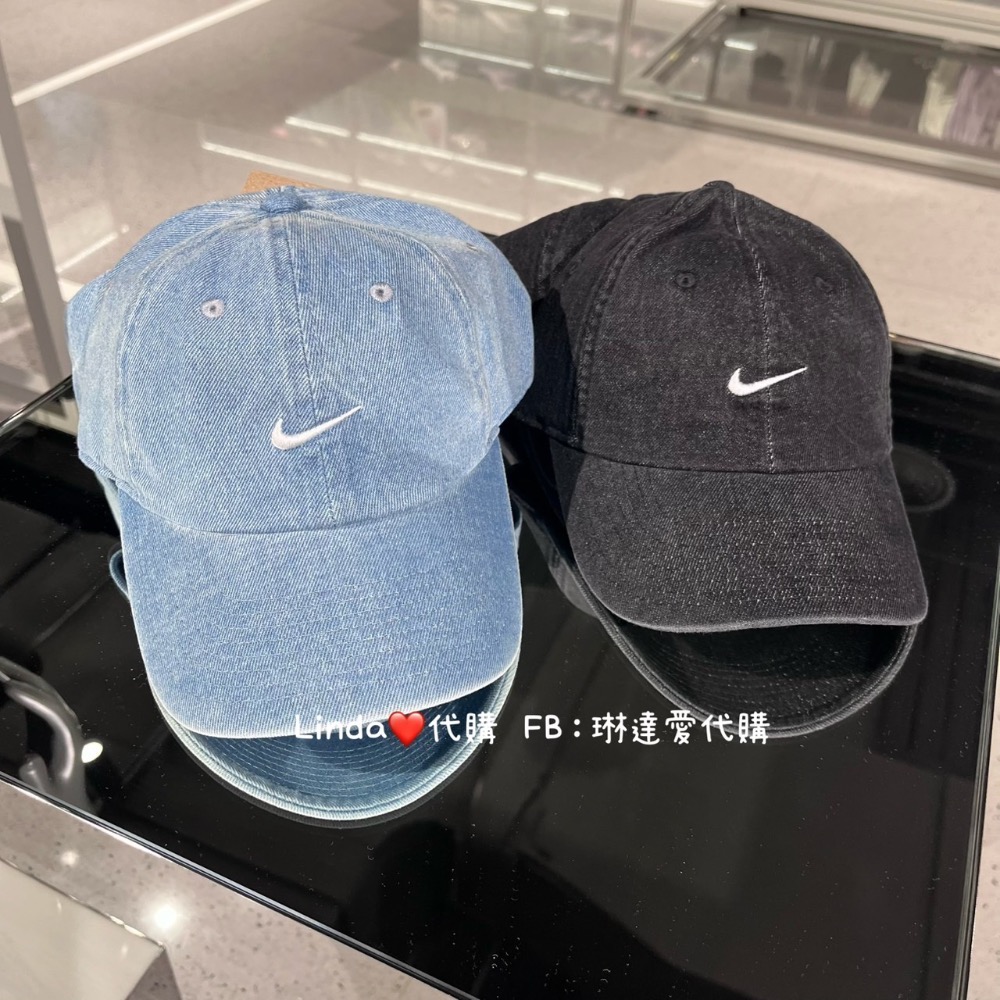 Linda❤️代購 NIKE NSW 水洗藍 刺繡LOGO 牛仔帽 棒球帽 老帽 黑色  HF0383-429 010-細節圖2