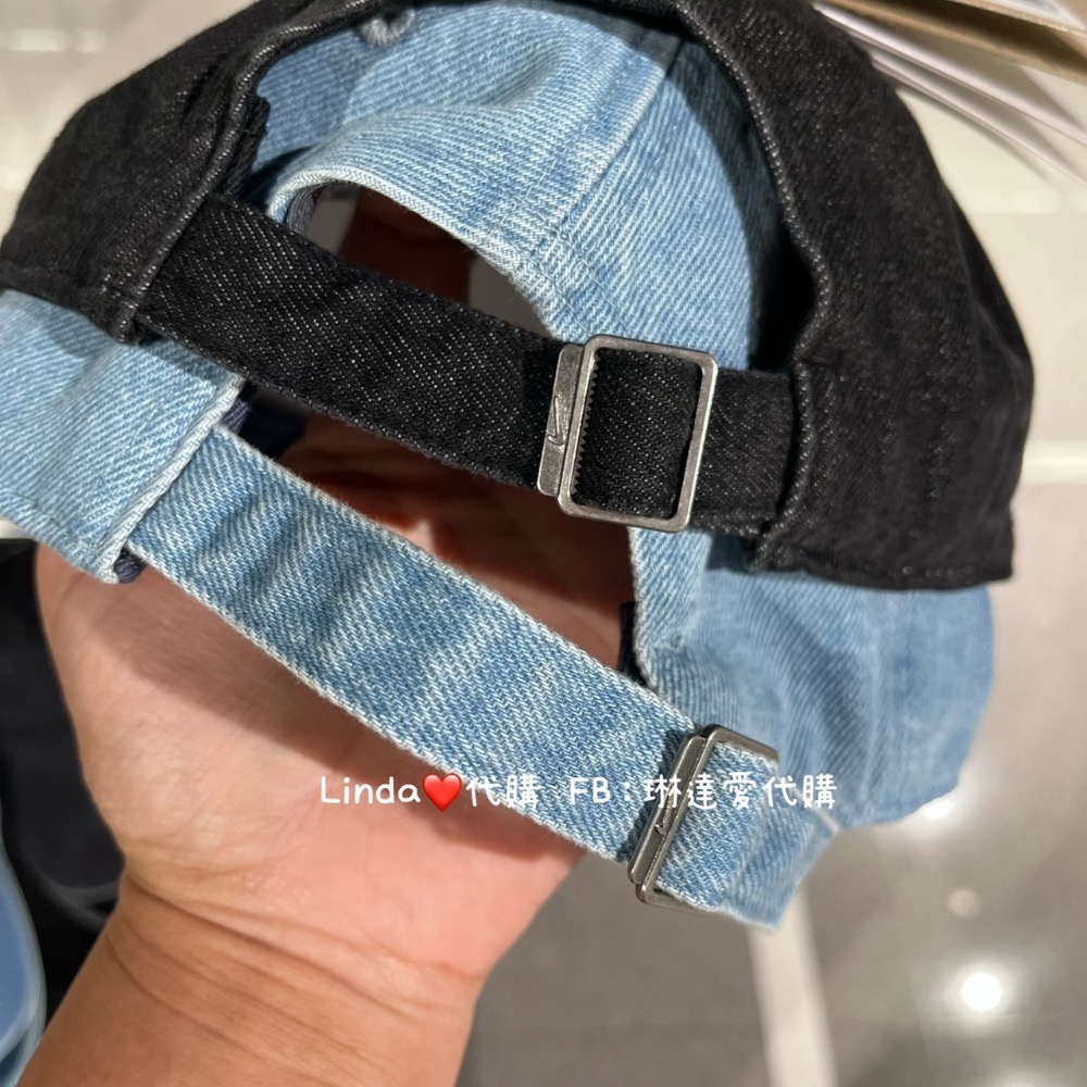 Linda❤️代購 NIKE NSW 水洗藍 刺繡LOGO 牛仔帽 棒球帽 老帽 黑色  HF0383-429 010-細節圖3
