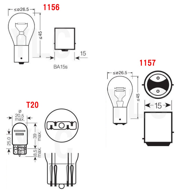 YLC。12V 方向燈 煞車燈 1156 1157 T20 T10單芯 雙芯 7440 7443 T15 G18 鹵素-細節圖3