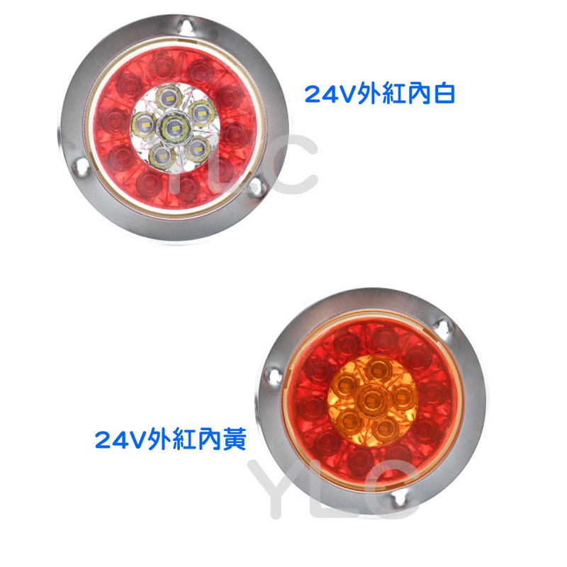 YLC。貨車尾燈 304不銹鋼燈框 LED圓形尾燈 紅色黃色白色 雙色 煞車燈 方向燈 倒車燈 砂石車 貨車邊燈後燈-細節圖2
