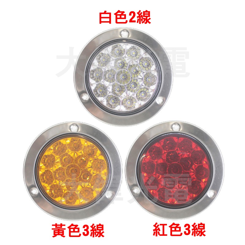 YLC。貨車尾燈 304不銹鋼燈框 LED圓形尾燈 紅色黃色白色 雙色 煞車燈 方向燈 倒車燈 砂石車 貨車邊燈後燈-細節圖3