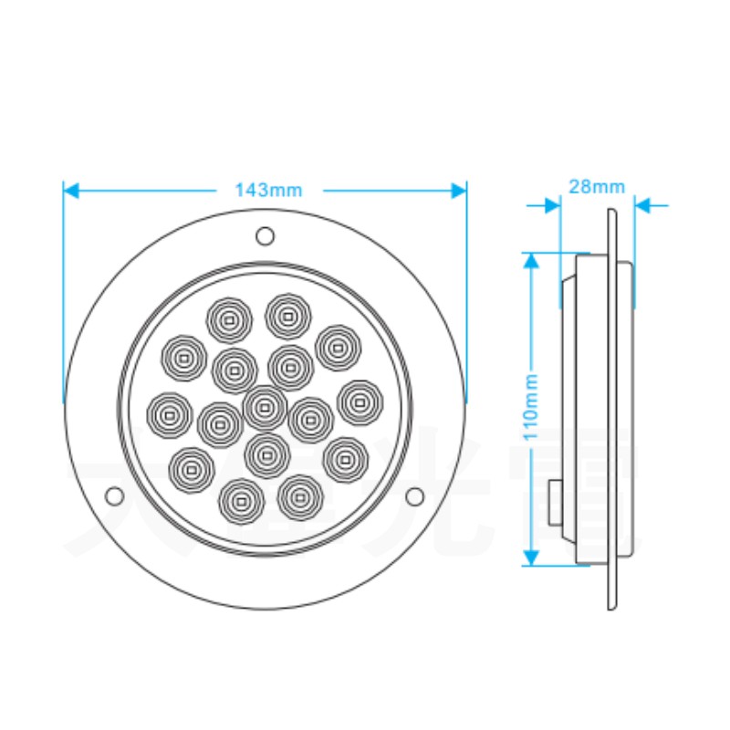 YLC。貨車尾燈 304不銹鋼燈框 LED圓形尾燈 紅色黃色白色 雙色 煞車燈 方向燈 倒車燈 砂石車 貨車邊燈後燈-細節圖7
