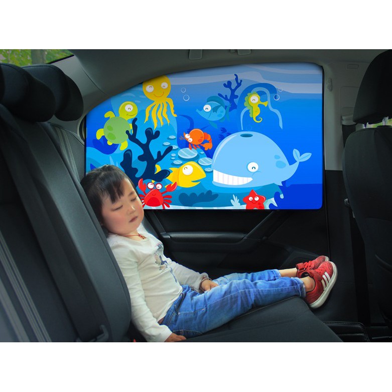 YLC。B025 車用磁吸 遮陽擋 雙層防曬 可伸縮 卡通磁性汽車窗簾 磁鐵車用遮陽簾 兒童 後座-細節圖3