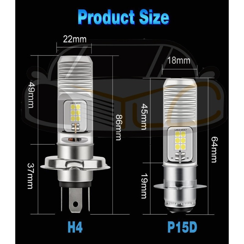 YLC。LED大燈 AC 機車 摩托車 H6老車救星 H4 化油車 交流車可用 直流車 DC 雙面發光 COB B091-細節圖3
