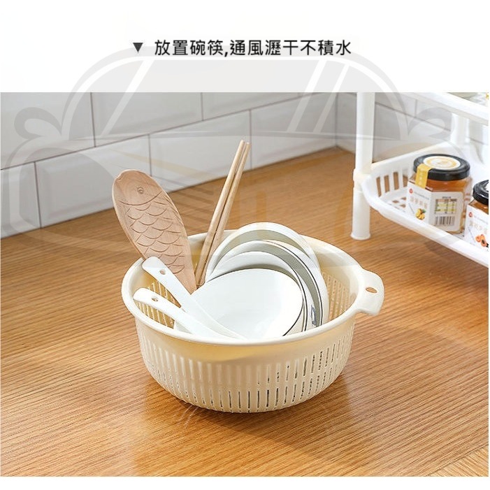 YLC。A054雙層可拆式洗菜籃 洗菜籃 洗水果籃 淘米器 瀝水盆 蔬果盆 水果盤 洗米 洗菜 果蔬菜瀝籃 洗菜藍 瀝盆-細節圖3