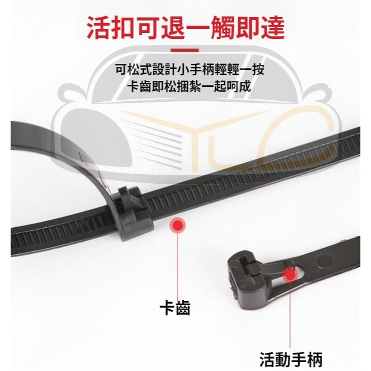YLC。可重複使用束帶 束帶 可退式 鬆緊可調 扎線帶 可退出重複使用 重覆用 活用式 理線 塑膠束帶-細節圖2