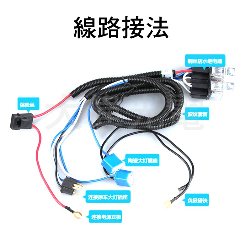 『YLC』鹵素燈 80A 大燈加強線組 H4專用陶瓷插座 12V 強光線組 汽車強化線組雙繼電器 保險絲-細節圖2