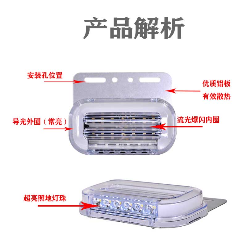 YLC。⭕️側燈流水邊燈⭕️ 超亮大貨車汽車led邊燈 貨車邊燈 12V/24V 防水導光流水邊燈 照地燈 遊覽車邊燈-細節圖5