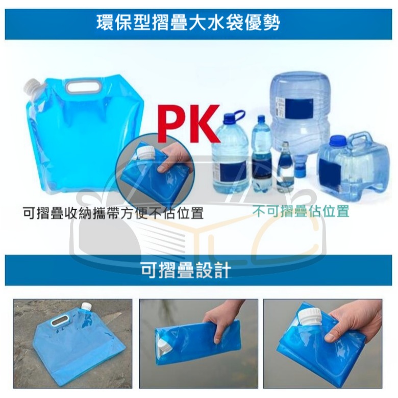 YLC。10公升 戶外摺疊水袋 PE材質旅行 便攜運動 10L 騎行 登山飲水袋 盛水儲大容量-細節圖2