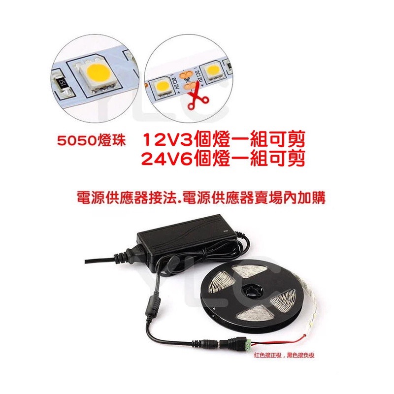 YLC。⭕️5米LED燈條⭕️ 12V 24V 5050 300晶 防水燈條 裝潢設計 展場照明 居家照明 展示櫃 貨架-細節圖2