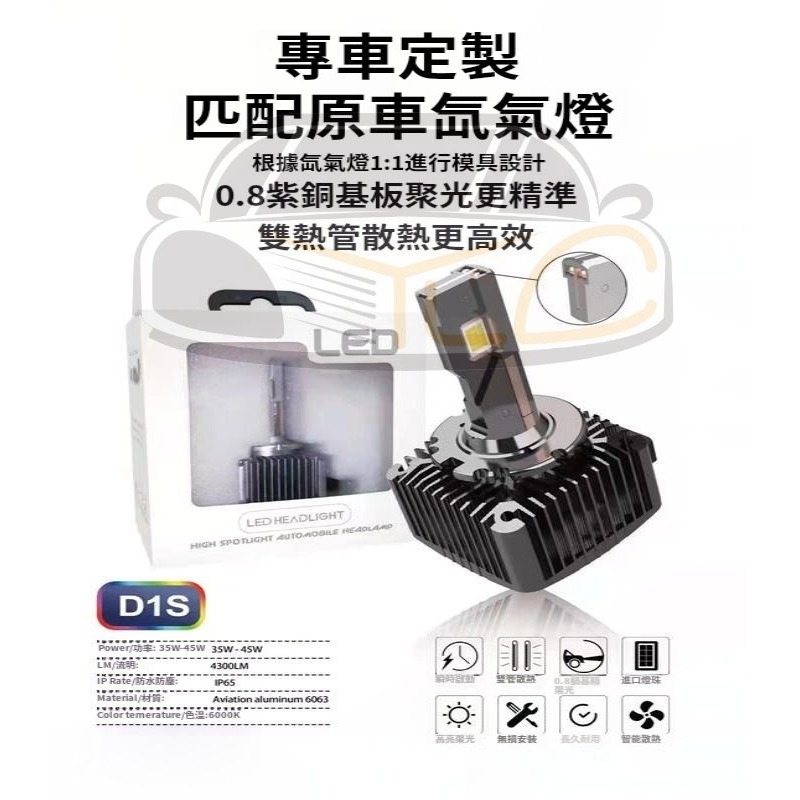 YLC。限時促銷 HID直上LED大燈 D1S/D2S/D2R/D3S/D4S/D4R D5S D8S 內建解碼 免修改-細節圖8
