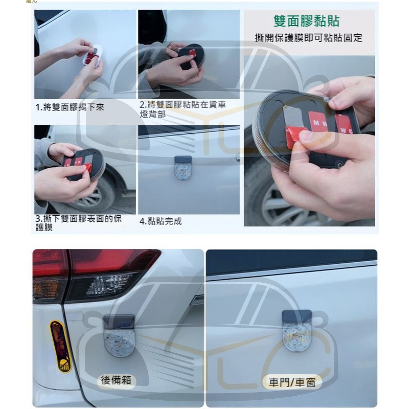 YLC。 旋轉風車燈 27燈 LED太陽能爆閃燈 警示燈 邊燈 後尾燈 側燈 黏貼 太陽能 旋轉-細節圖5