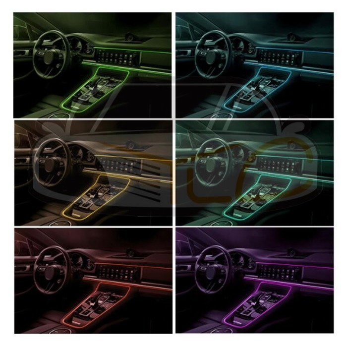 YLC。一拖五 氣氛燈 中控台+4車門 冷光線 汽車LED裝飾燈條 發光條 螢光燈 發光線 儀表板冷光線 車內氛圍燈-細節圖2