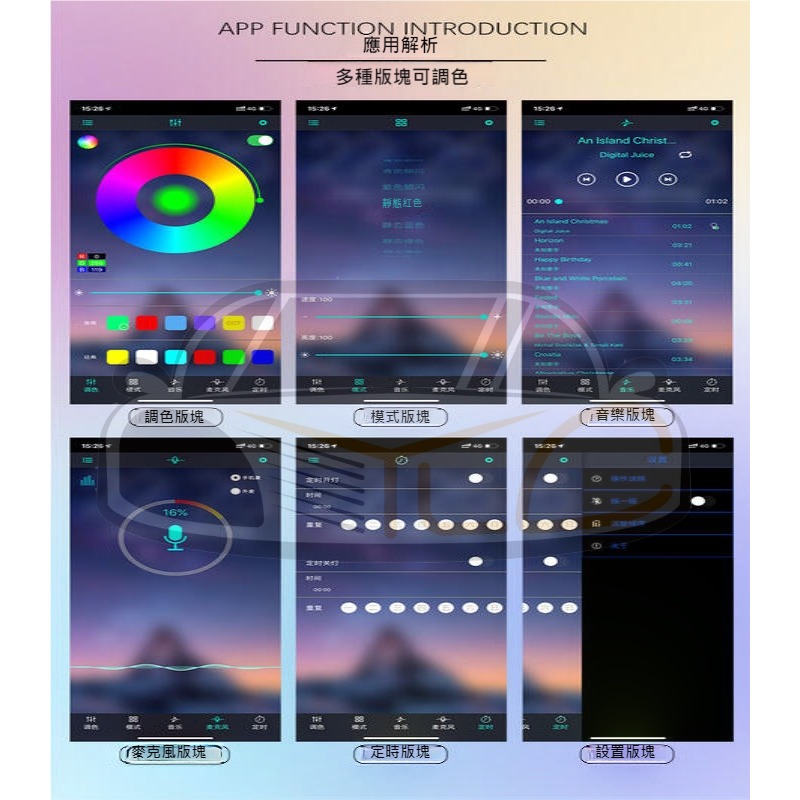 YLC。一拖五 氣氛燈 中控台+4車門 冷光線 汽車LED裝飾燈條 發光條 螢光燈 發光線 儀表板冷光線 車內氛圍燈-細節圖3