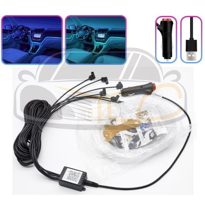 YLC。一拖五 氣氛燈 中控台+4車門 冷光線 汽車LED裝飾燈條 發光條 螢光燈 發光線 儀表板冷光線 車內氛圍燈-細節圖5