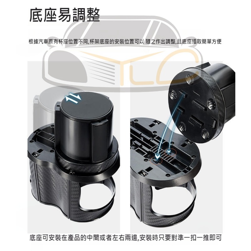 YLC。一分二 車用杯架 車用雙杯架 車用水杯架 汽車杯架 汽車飲料架 水杯架 汽車飲料架 車用收納 車用飲料架-細節圖4