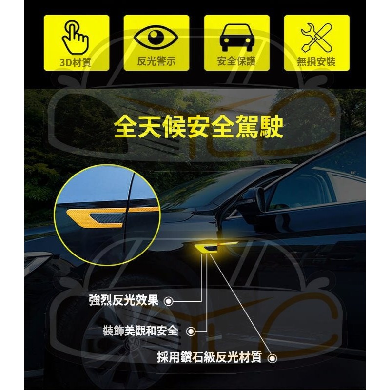 YLC。葉子板 反光貼紙 保險桿 引擎蓋 警示貼紙 夜間反光 碳纖維 安全反光-細節圖3