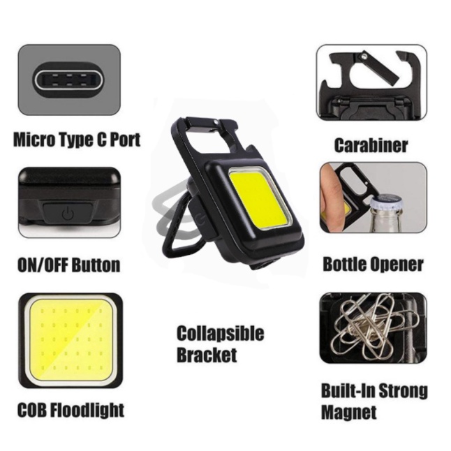 YLC。多功能鑰匙圈LED燈 強光多功能探照燈 可掛式露營燈 磁吸手電筒 迷你手電筒 手電筒 COB燈 應急燈-細節圖5