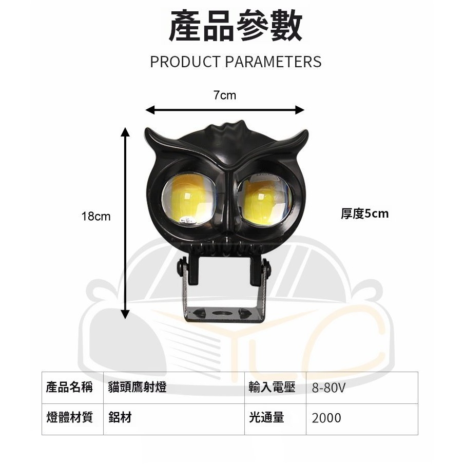 YLC。貓頭鷹射燈 遠近燈 雙色 黃白 全白 電壓8~80V 霧燈 外掛 汽車 機車 摩托車 電動車 防水 魚眼-細節圖8