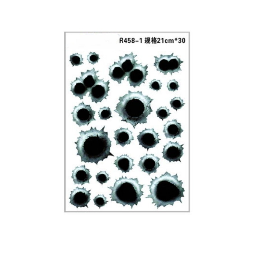 YLC。彈孔貼紙 模擬子彈孔汽車車貼 汽車彈孔裂縫車貼紙 子彈孔車貼套裝 抓痕貼紙 爪痕-規格圖4