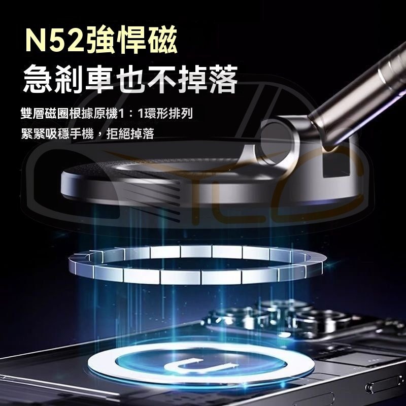 YLC。真空吸盤 360度手機磁吸支架 多功能車載 中控台 導航支架 萬向旋轉 折疊 Magsafe 蘋果 iphone-細節圖5