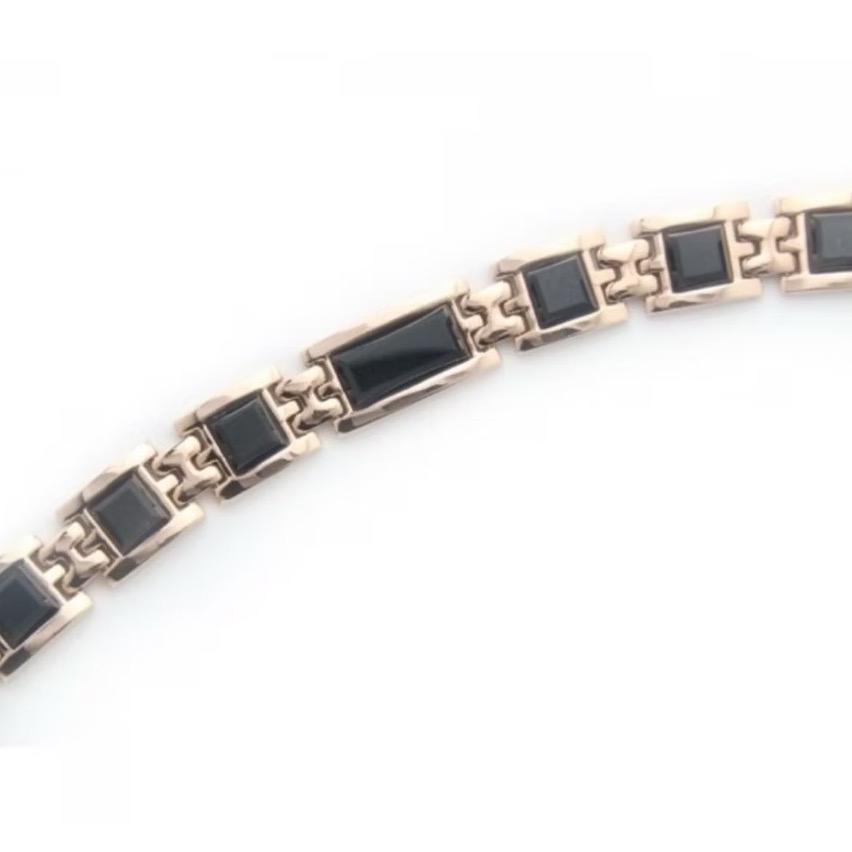 ♥️SWISS~PELMODA玫瑰金-黑瑪瑙晶片鍺鍊-細節圖3