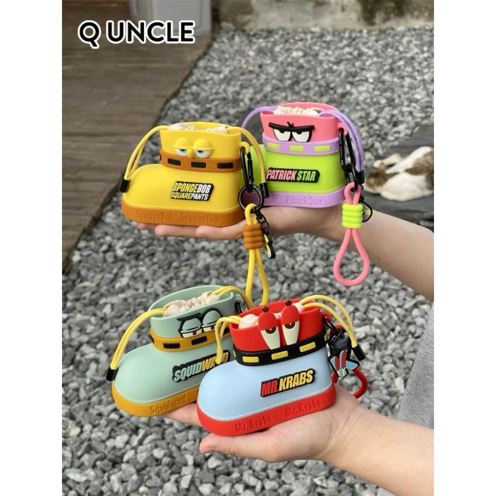 ［現貨秒出］正版雷標海綿寶寶 黑金系列 雨靴包蠟筆小新雨靴包 手機包  側背包 斜背包 矽膠包 零錢包 生日禮物-細節圖7