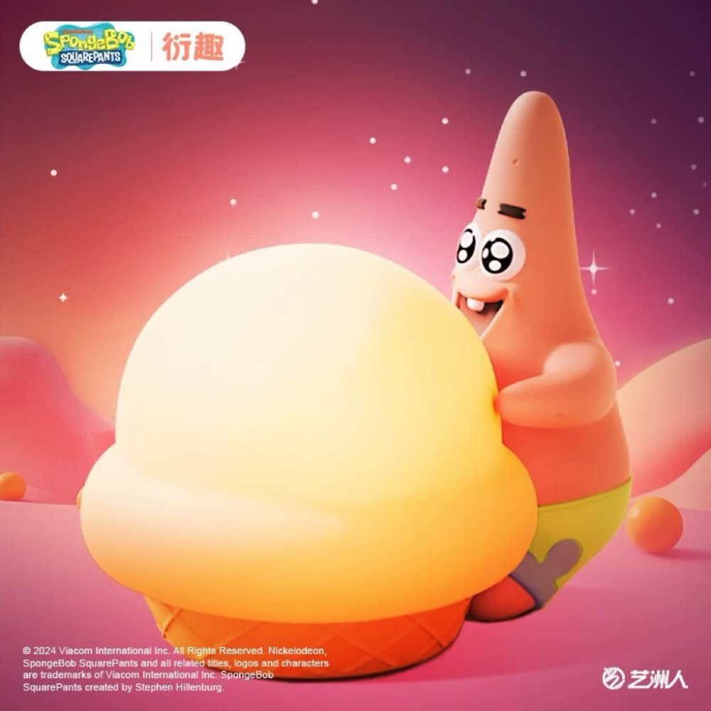 ［天天免運］海綿寶寶 派大星 冰淇淋 小夜燈 趣味 卡通 海星 矽膠 拍拍燈 桌面擺件 睡燈 生日禮物-細節圖3
