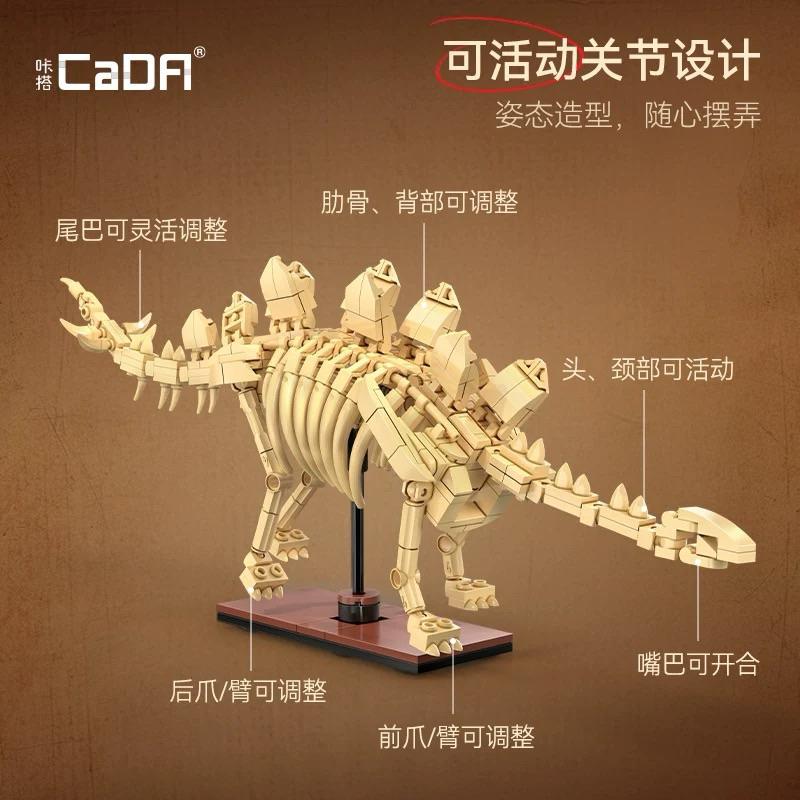 ［可刷卡］CaDA恐龍骨架模型積木 劍龍 三角龍 迅猛龍 夜光 三款可合體 暴龍 博物館發光的恐龍化石 收藏 生日禮物-細節圖6