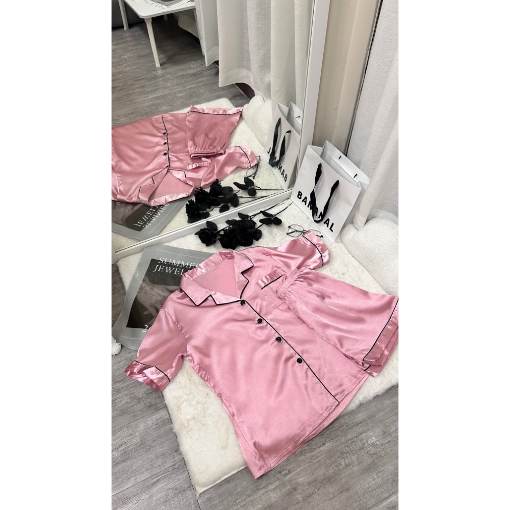 仿真絲綢短袖睡衣(兩件式)-規格圖4