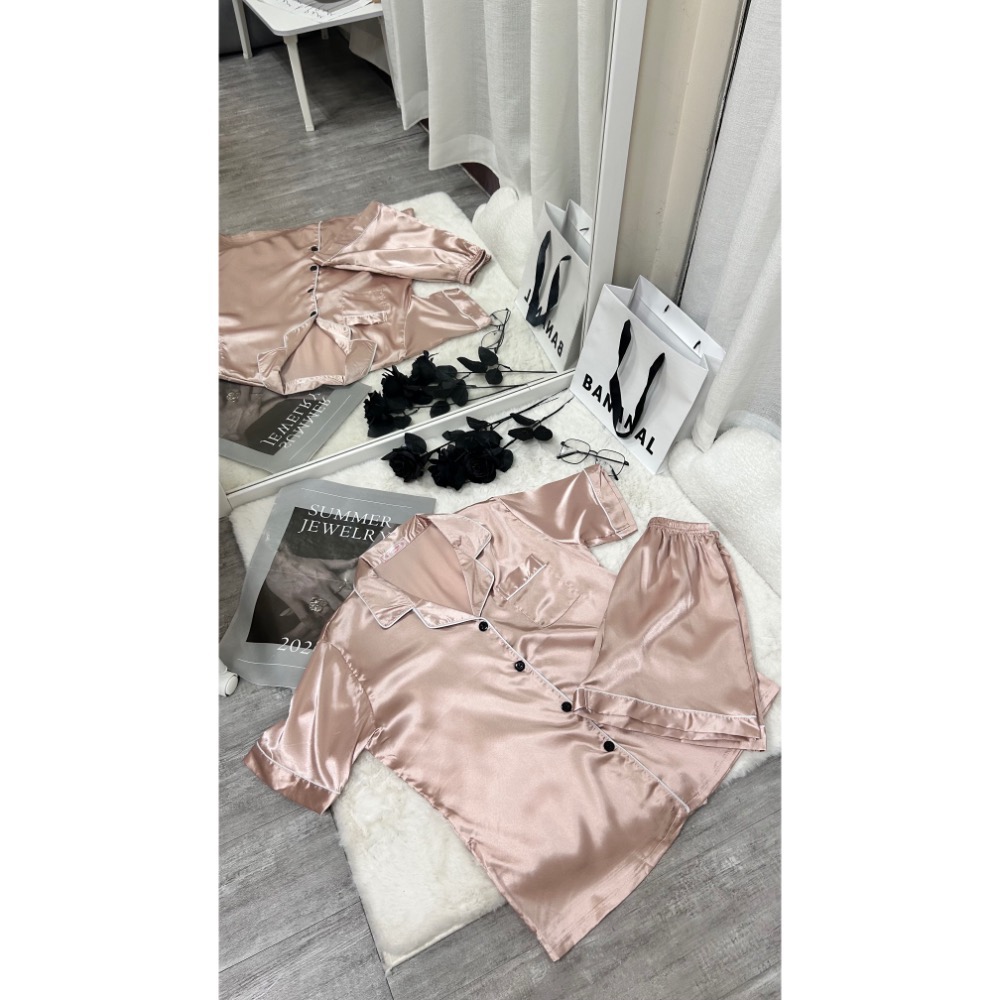 仿真絲綢短袖睡衣(兩件式)-規格圖4