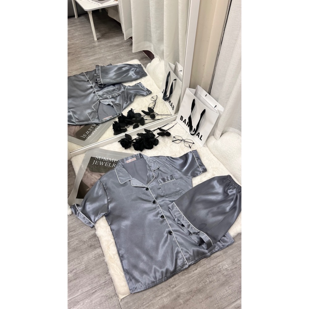 仿真絲綢短袖睡衣(兩件式)-規格圖4