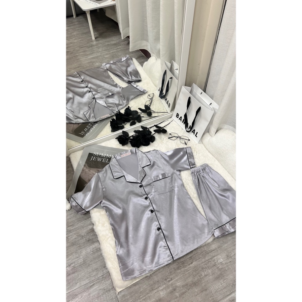 仿真絲綢短袖睡衣(兩件式)-規格圖4