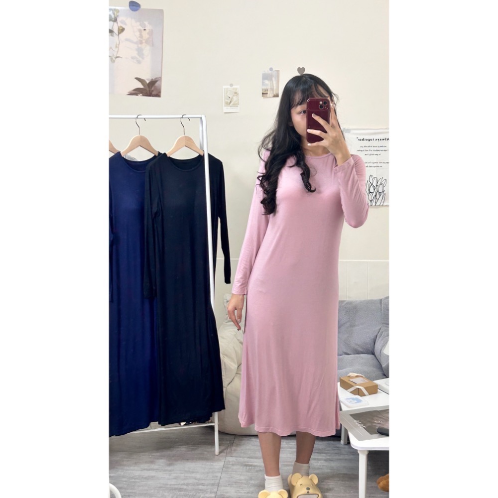 莫代爾棉有胸墊過膝長裙(一件連身式)-細節圖8