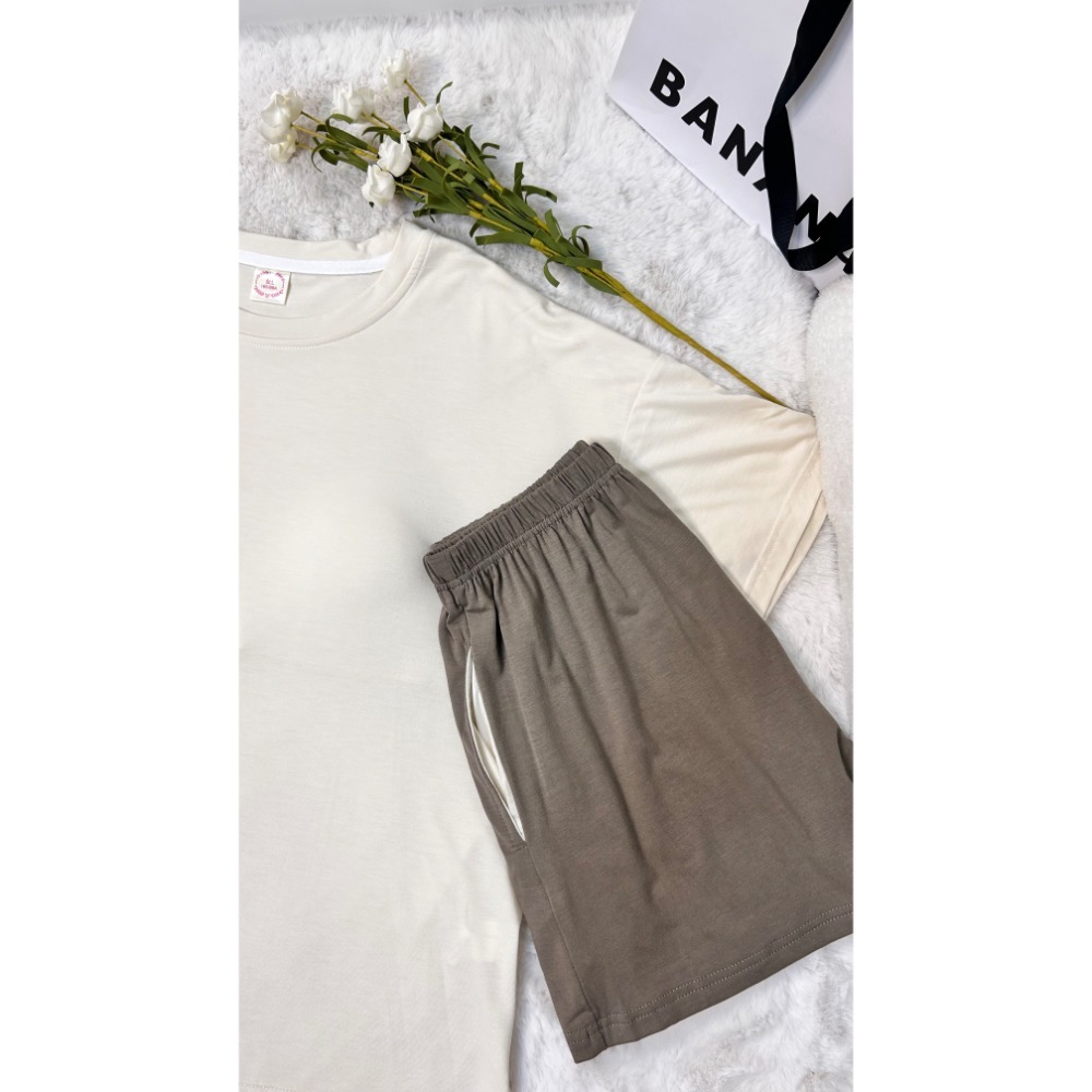 莫代爾棉胸墊莫蘭迪藍睡衣(兩件式)-細節圖5