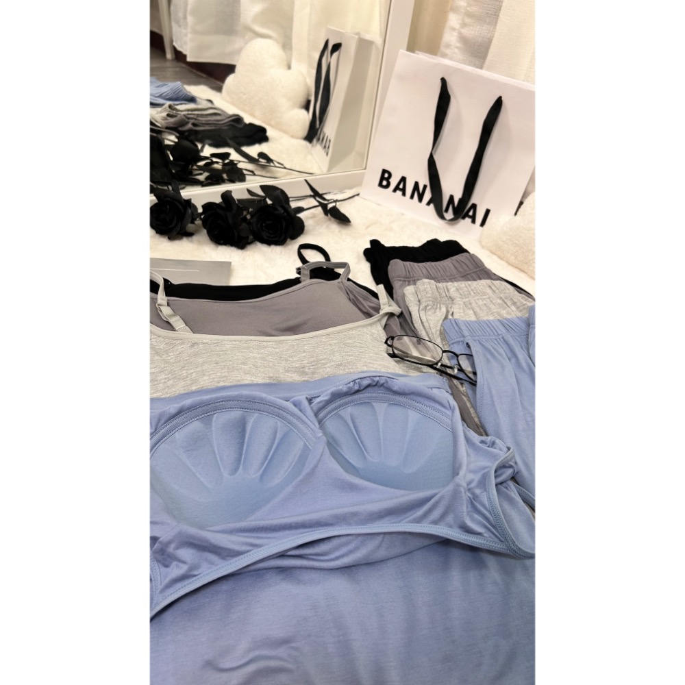 莫代爾棉捧杯胸墊有口袋睡衣(兩件式)-細節圖5