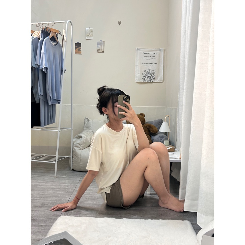 莫代爾棉胸墊米咖睡衣(兩件式)-細節圖5