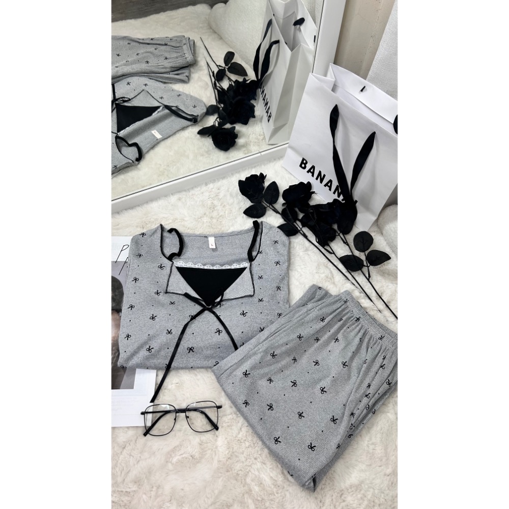 螺紋棉鹽甜長袖睡衣(兩件式)-細節圖3