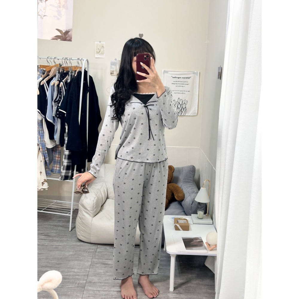 螺紋棉鹽甜長袖睡衣(兩件式)-細節圖6